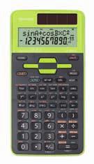 7,69 Školný batériový kalkulátor pre ZŠ a SŠ s ochranným krytom v novom farebnom designe jednoriadkový displej 131 funkcií pamäť: 1 goniometrické a hyperbolické