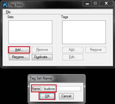 Tags Set, ktorú nájdeme v paneli Element Tags Define: Po kliknutí na položku Define sa otvorí sa okno Tag Set, kde si ako prvé vytvoríme nový Set.