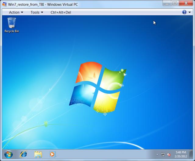 Obrázek: Úspešne spustená inštancia Windows 7 x32, obnovená z C-Image zálohy V tejto časti bolo vysvetlené akým spôsobom je možné skovertovať C-Image zálohu (formát.