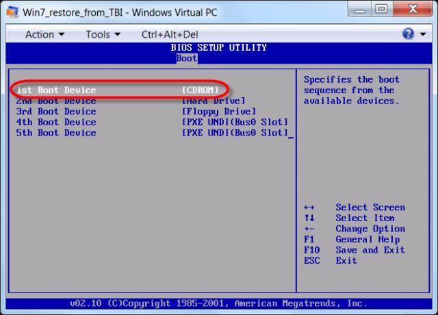 Obrázek: Nastavenie bootovania VM z CDROM