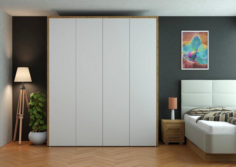 spálni: Výber jednej z ponuky kúpeľní (1-3), podlahy a dverí Vstavaná skriňa s dizajnovými zalamovacími dverami v