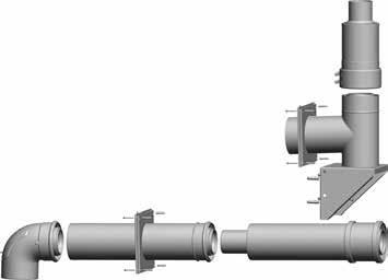 SÚPRAVA FASÁDNYCH SYSTÉMOV (C53X) DO 100 KW pripojenie na spalinovod na fasáde C53x (nezávislý od vzduchu v miestnosti) Obsahuje: revízne koleno 87 na pripojenie na kotol, rúru DN80/125 dĺžky 500 mm,