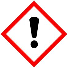 Výstražný piktogram: Výstražné slovo: Varovanie Výstražné upozornenia: Spôsobuje vážne podráždenie očí Môže spôsobiť podráždenie dýchacích ciest Ďalšie informácie o nebezpečnosti: nevyžaduje sa