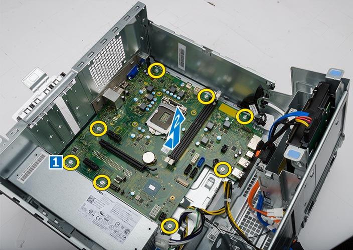 3. Otvorte dvierka predného rámu. 4. Demontujte nasledujúce komponenty: zostava chladiča procesor rozširovacia karta PCIe pamäťový modul karta WLAN 5.