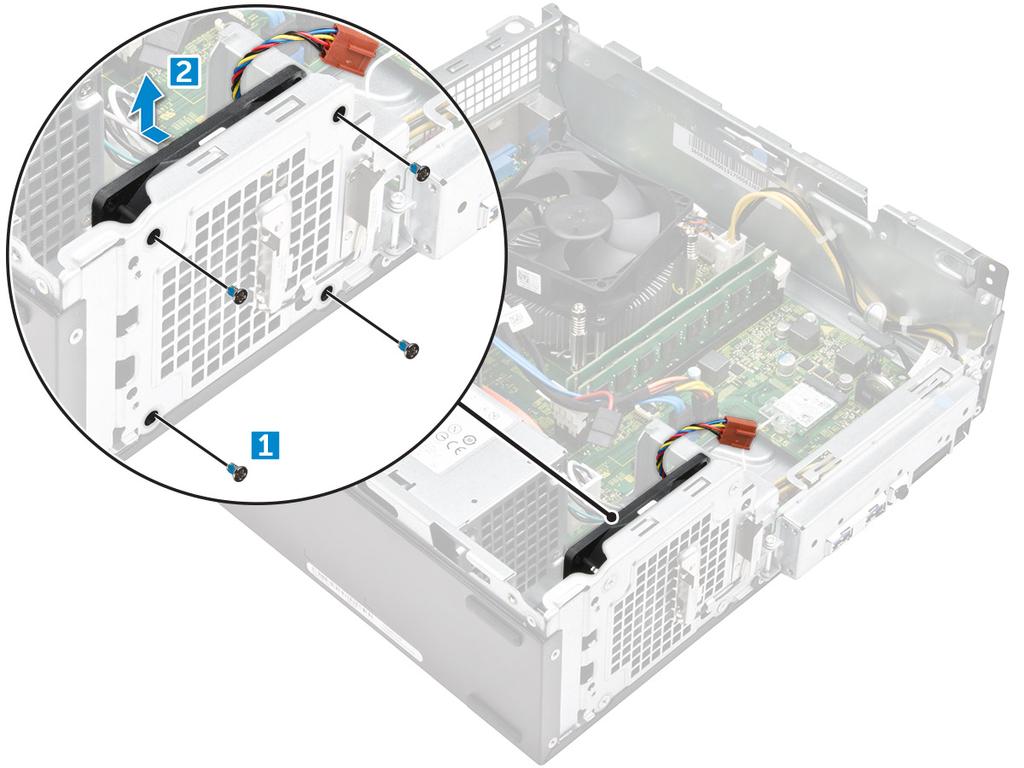 Inštalácia ventilátora systému 1 Vložte ventilátor systému na počítač. 2 Utiahnite skrutky M6 x L10, ktoré pripevňujú ventilátor systému k počítaču.