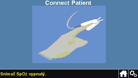 Ak sa snímač uvoľní z tela pacienta Ak sa snímač uvoľní z tela pacienta, zobrazí sa obrazovka na obrázku vpravo. Snímač opäť nasaďte.