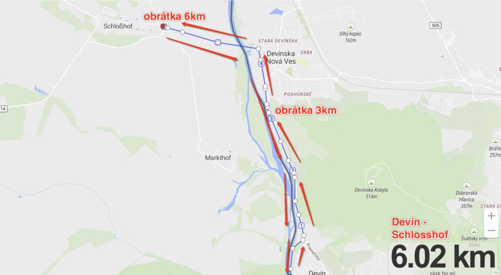 Mapa trate 6km/12km Za účelom organizácie, oslovujeme starostov m.č. Devín, DNV a mesta Bratislava.