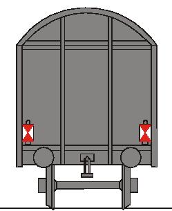 Koncová návesť sa umiestni len na konci posledného vozidla vlaku. Musí byť zobrazená tak, ako je znázornené ďalej. 4.2.2.1.