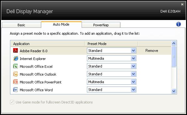 Aplikácia Dell Display Manager je vopred nakonfigurovaná pre viaceré obľúbené aplikácie.