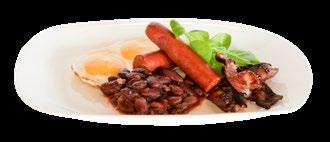 2,90 Anglické raňajky 220g (1,3) Varený párok, fazuľa, slanina, volské oko 2ks