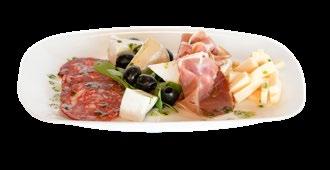 Horizo Salami, italienischer Prosciutto Schinken, Encian Käse, Hartkäse, schwarze Oliven, pesto.