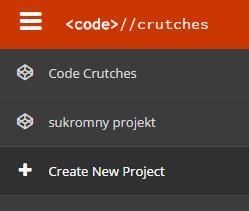 3 Projekt 3.1 Vytvorenie nového projektu Pre pridanie nového projektu do aplikáce CodeCrutches je potrebné byť vo webovej aplikácii CodeCrutches prihlásený.