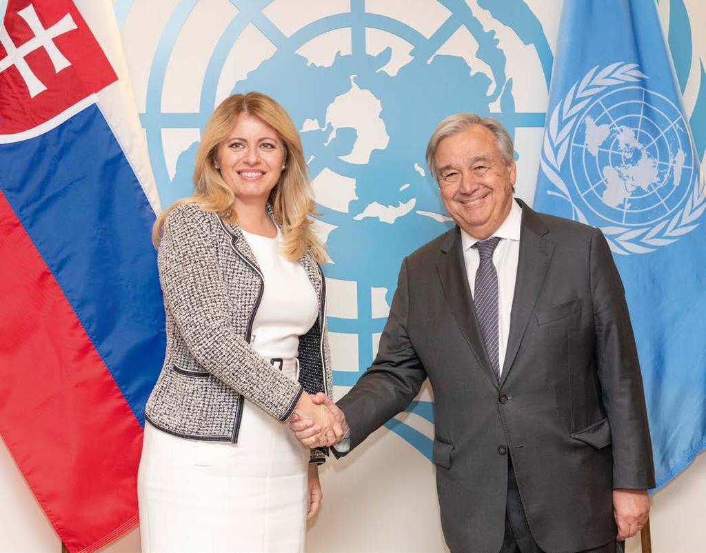 Generálny tajomník OSN António Guterres počas stretnutia s prezidentkou Zuzanou Čaputovou ocenil prístup a