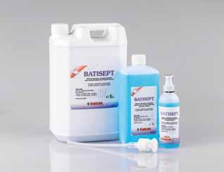 Dezinfekce / Disinfection BATISEPT je roztok, hotový prípravok s obsahom alkoholu s baktericídnym, tuberkulocídnym, virucídnym a fungicídnym účinkom.