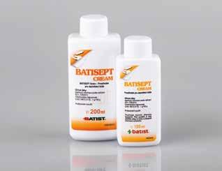 BATISEPT CREAM je prípravok s baktericídnym, virucídnym (HIV) a fungicídnym účinkom. Určený na dezinfekciu rúk a kože pri vyšetrovaní v zdravotníctve a na dezinfekciu rúk na verejných miestach.