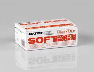 Náplasti / Plasters SOFTPORE je fixačná náplasť z netkaného textilu zvlášť vhodná pre pacientov s citlivou pokožkou. Netkaný textil dobre prepúšťa vzduch a vodnú paru, takže pokožka dýcha a nepotí sa.
