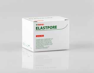 Náplasti / Plasters ELASTPORE je elastická náplasť z netkaného textilu zvlášť vhodná pre celoplošnú fixáciu obväzov na oblých a kónických častiach tela.