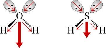 Obe molekuly sú valenčne izoelektrónové. Majú rovnaký zalomený molekulový tvar s dvomi voľnými elektrónovými pármi na stredovom atóme kyslíka alebo síry.