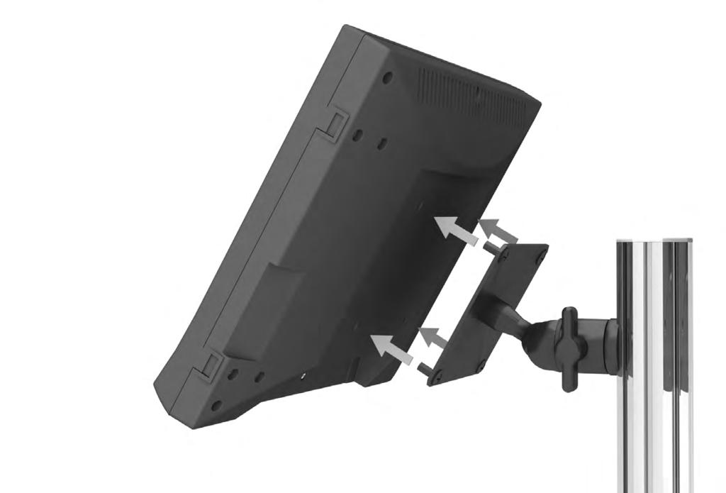Mounting and care Attaching to the STDC-5000 stand The TDC-5000 PC can be attached using a standard VESA 75 interface to a variety of stands and thus can be placed in a place of your choice, which