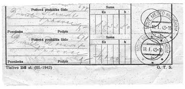 Rubrika na údaj podanej čiastky má pod nadpisom údaje Kč, h. Tretia úprava použitá v roku 1947 má v ľavej časti hore text Poštová poukážka č.