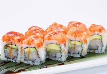 Uramaki creativi Roll di riso farcito con salmone saltato e philadelphia,