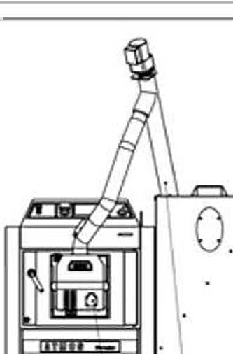 2. Priestor kotolne s kompaktným zásobníkom APZU 240 pre kotle s úpravou pre horák na pelety do vrchných dvierok Popis: Kotolňa s kompaktným zásobníkom na pelety APZU 240 v objeme 240 1, do ktorého