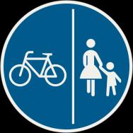 Cyklistická komunikácia 11. 222 Značka označuje spoločnú komunikáciu určenú pre chodcov a cyklistov a prikazuje im ju použiť.