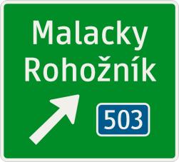 373 Smerová návesť na diaľnici Značka informuje o smere jazdy k vyznačeným cieľom.   24.