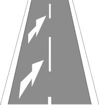 2. 631 Značka umiestnená v osi priebežného jazdného pruhu vyznačuje jeho blížiace sa skončenie.