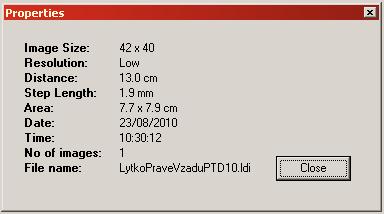 96 Dodatek A. Postup exportu dat z LDI souborů Obrázek A.2. Okno programu LDPIwin 3.1.3 s rozbalenou nabídkou File a informační oknoproperties. 2. Otevřeme všechny skeny*.