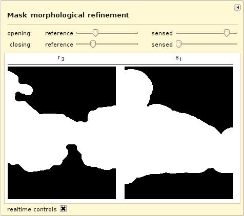 70 Kapitola 4. Projekt PIPPA Obrázek 4.7. Aplikace morfologických operací otevření a uzavření binárního obrazu na úpravu a doladění masky.