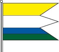 telesá, vpravo zlatá hviezda, vľavo strieborný polmesiac. Obrázok 2 Erb obce Vlajka obce pozostáva zo štyroch pozdĺžnych pruhov v pomere 2:2:1:1 vo farbách žltej, bielej, modrej a zelenej.