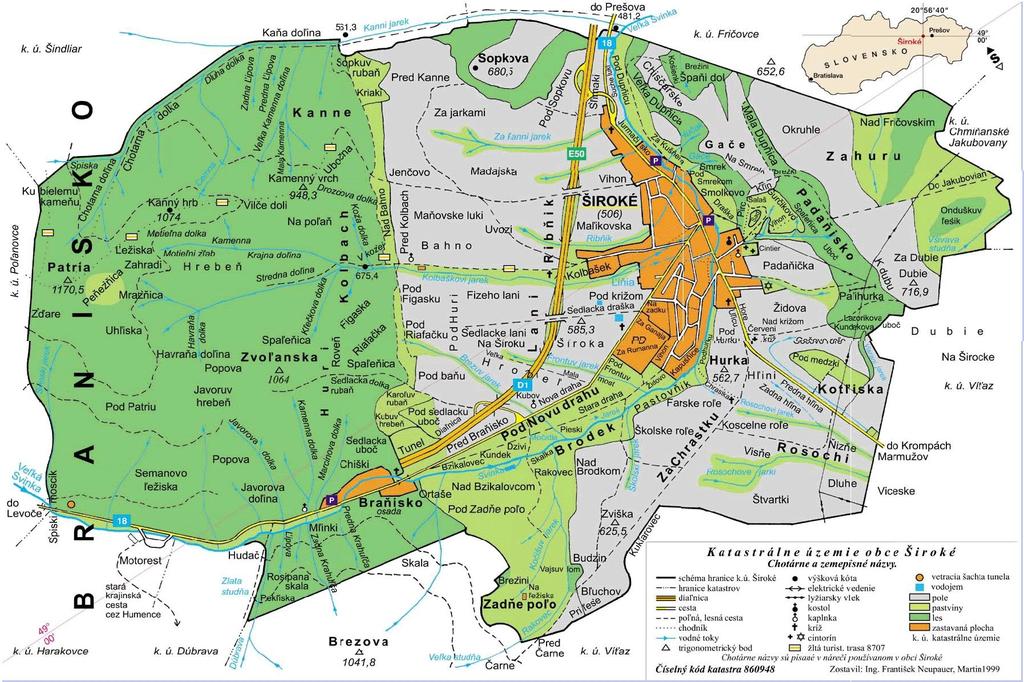 Mapa 1: Chotárna mapa obce Široké Zdroj: www.
