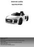 Elektrické autíčko Audi R8 SPYDER Štýl a farba sa môžu líšiť. Vyrobené v Číne. Príručka majiteľa obsahuje dôležité bezpečnostné informácie, ako montáž