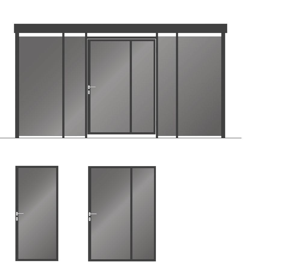 457 mm, svetlý otvor 1.425 mm / 1.460 mm* *(podľa uhlu otvorenia dverí) Dvojkrídlové dvere Dvojkrídlové dvere sú v praktickom prevedení v šírke dvoch modulov.