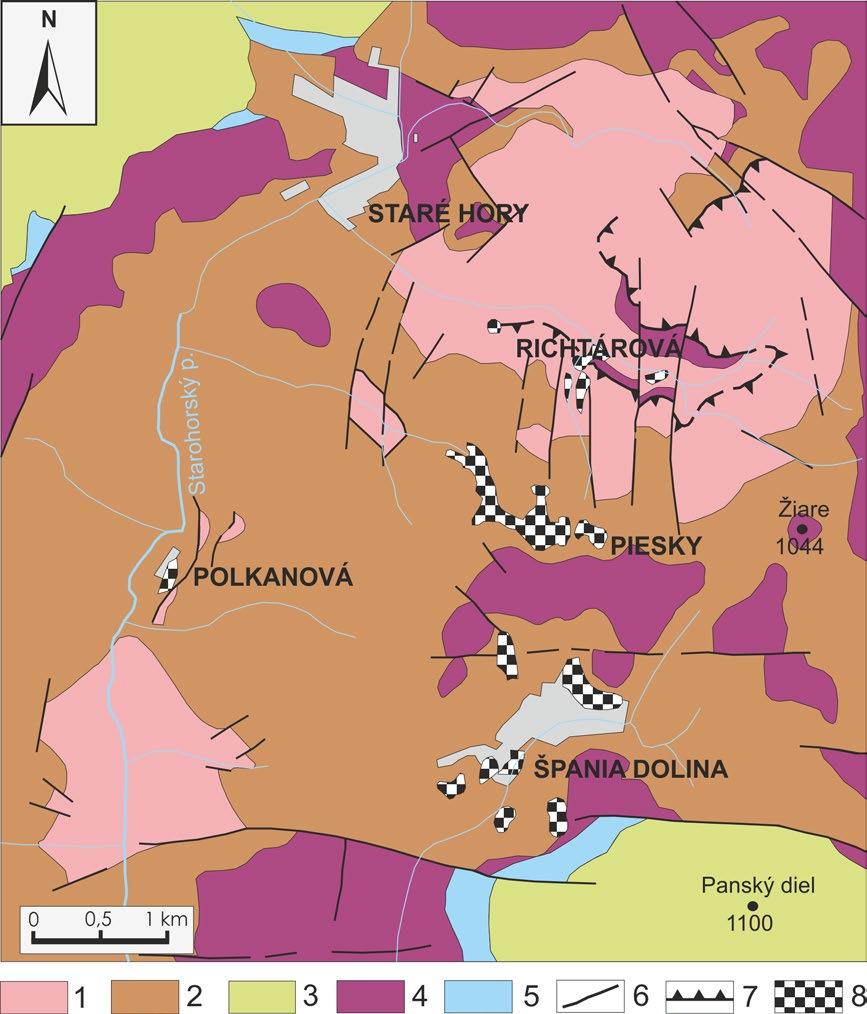 Bull Mineral Petrolog 25, 2, 2017. ISSN 2570-7337 (print); 2570-7345 (online) 319 Špaňodolinsko-starohorské rudné pole sa nachádza v pruhu dlhom 5 km a širokom 1.