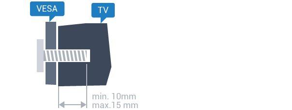 Inštalácia Dbajte na to, aby sa kovové skrutky slúžiace na upevnenie televízora ku konzole kompatibilnej so systémom VESA zasunuli zhruba 10 mm dovnútra závitových objímok televízora. 2.