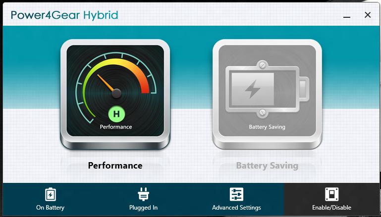Aplikácia Power4Gear Hybrid Aplikácia Power4Gear slúži na optimalizovanie výkonu vášho notebooku pomocou režimov úspory energie.