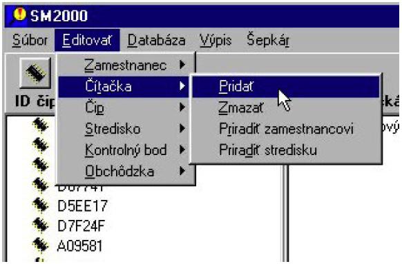 Strana 10 SM2000 používateľská príručka Vytvorenie zoznamu čítacích zariadení Zoznam čítacích zariadení slúži na ich