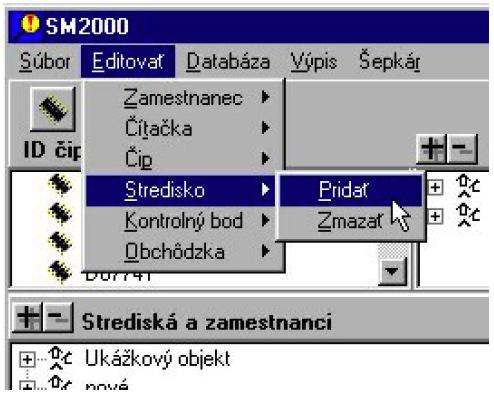 SM2000 používateľská príručka Strana 7 Vytvorenie strediska Program SM 2000 umožňuje vytváranie stredísk