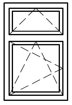 okno dvojkrídlové s pútcom hore jednoduché sklopné resp. otváravo-sklopné z PVC f.