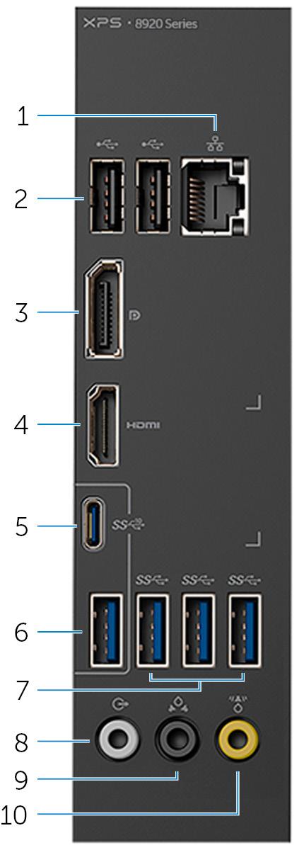 Zadný panel 1 Sieťový port Slúži na pripojenie kábla Ethernet (RJ45) zo smerovača alebo širokopásmového modemu kvôli prístupu k sieti alebo internetu.