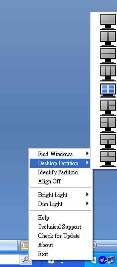 Poznámka Ak sú pripojené viaceré obrazovky, používateľ môže vybrať cieľovú obrazovku, na ktorej chce zmeniť oblasť. Zvýraznená ikona predstavuje aktuálnu aktívnu oblasť. 3.