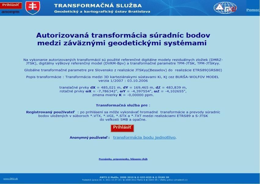 Transformačná služba - vývoj AWTS autorizovaná webová transformačná služba prvá