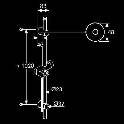 KLUDI A-QAv KLUDI A-QAv flexibilné nástenná tyč L = 1100 mm prispôsobenie podľa