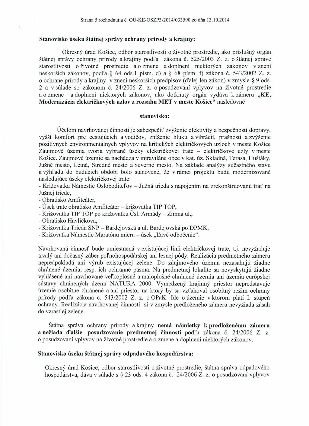 Strana 5 rozhodnutia Č. OU-KE-OSZP3-2014/033590 za dňa 13.10.