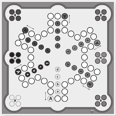 Človeče nehnevaj sa Cieľ hry: Úlohou každého hráča je prejsť so svojimi figúrkami v smere šípky celú cestu až na cieľové polia, t. j. na 4 polia rovnakej farby v strede herného plánu.