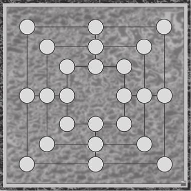 62. Halma Hráči rozostavia do protiľahlých rohov po 10 kameňov (1, 2, 3 a 4 kamene). Biely hráč začína. Presúva vždy jeden kameň na susedné voľné pole, nesmie ťahať šikmo.
