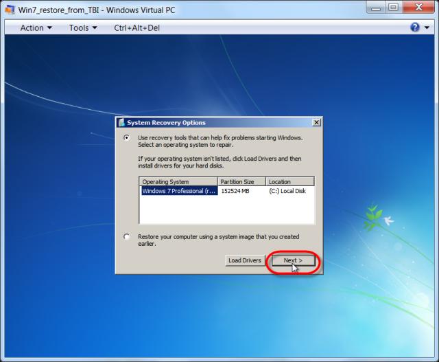 Obrázek: Opätovná oprava bootovania systému z nabootovaného média Windows 7