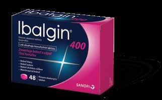 Bolesť Ibalgin 400, 48 tbl Bolesť hlavy, zubov, chrbta, svalov a kĺbov, menštruačné bolesti Horúčka pri chrípkových ochoreniach